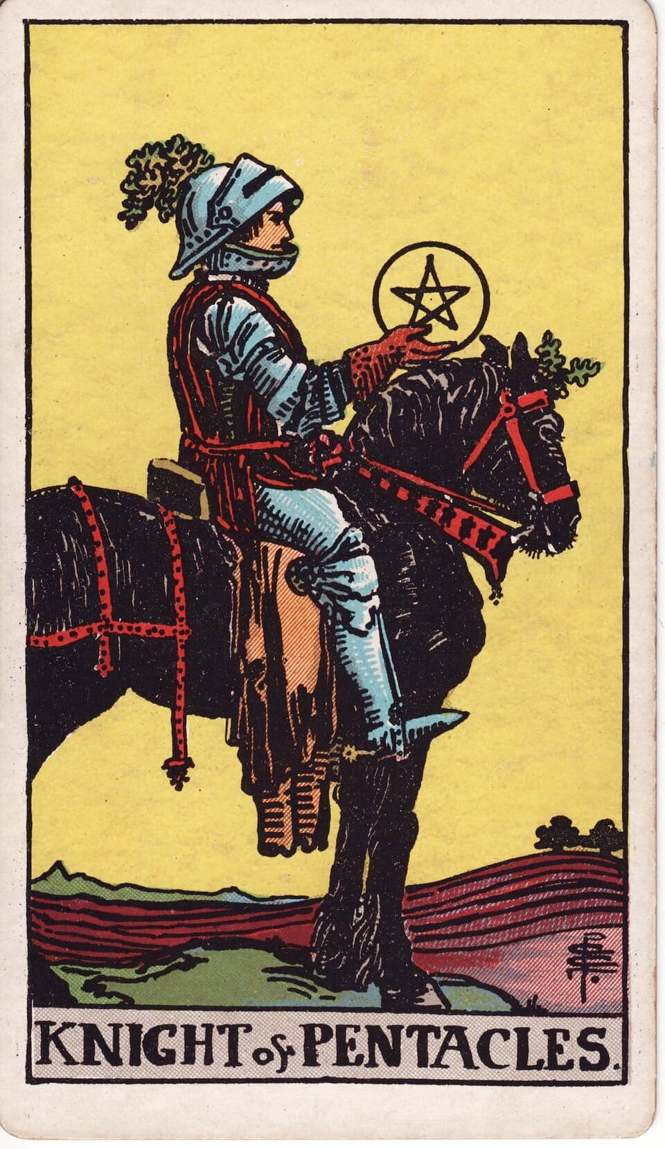 Рыцарь Пентаклей (Knight of Pentacles) — карта Таро Райдера–Уэйта