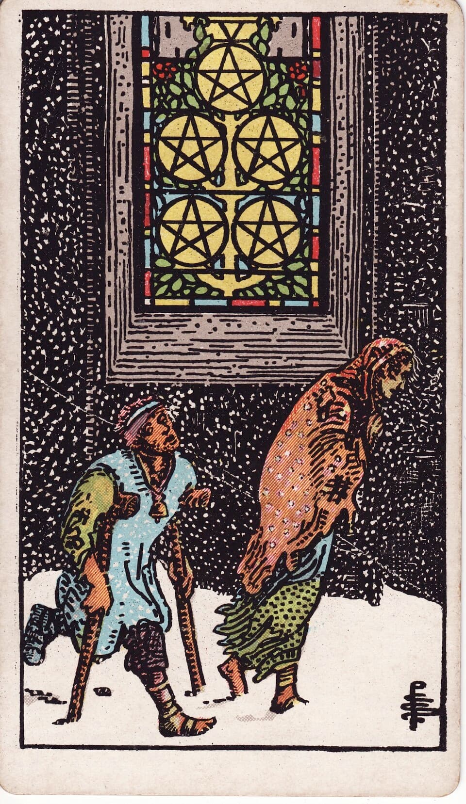 Пятёрка Пентаклей (Five of Pentacles) — карта Таро Райдера–Уэйта