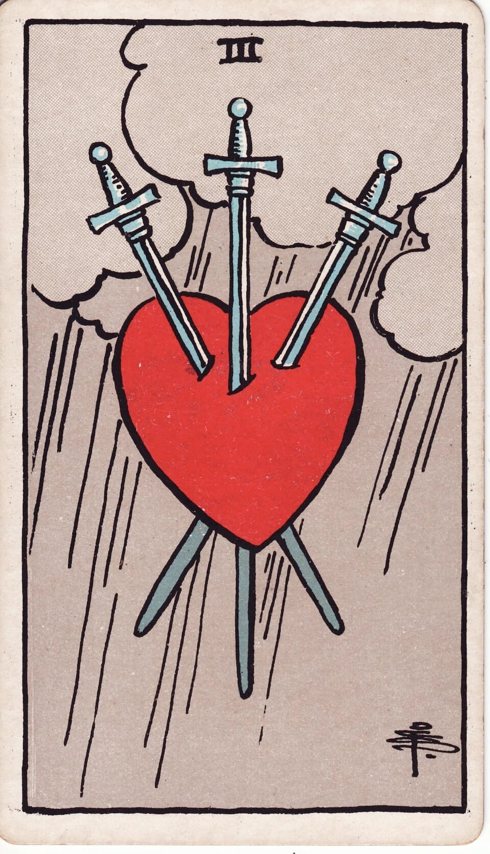 Тройка Мечей (Three of Swords) — карта Таро Райдера–Уэйта