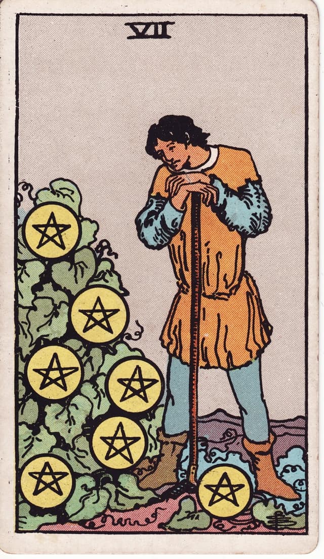 Семёрка Пентаклей (Seven of Pentacles) — карта Таро