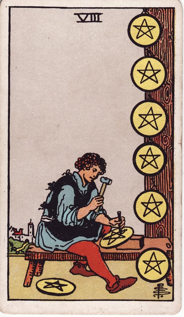 Восьмёрка Пентаклей (Eight of Pentacles) — карта Таро
