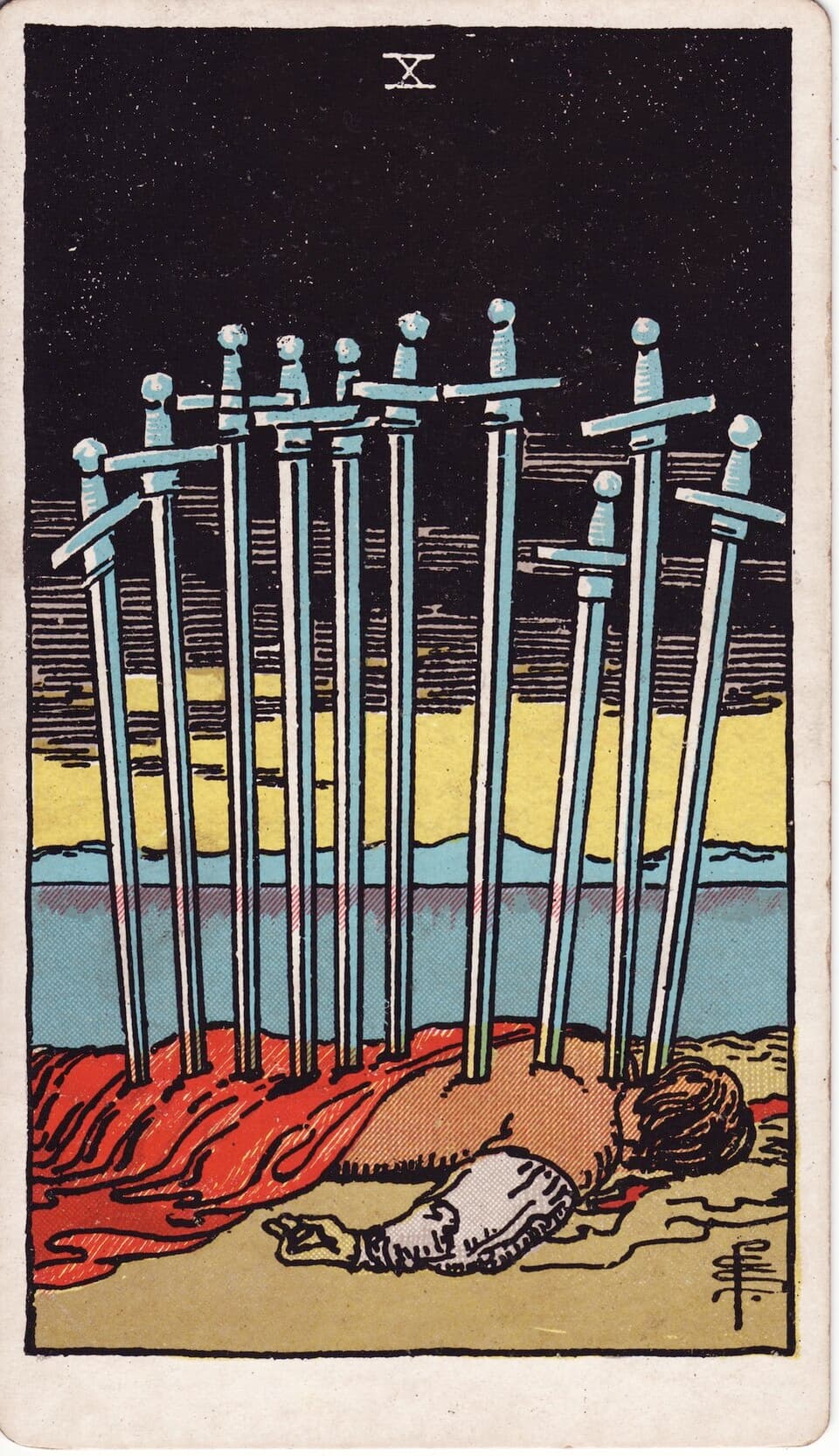 Десятка Мечей (Ten of Swords) — карта Таро Райдера–Уэйта