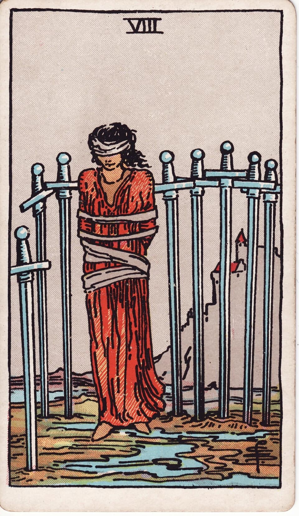 Восьмёрка Мечей (Eight of Swords) — карта Таро Райдера–Уэйта